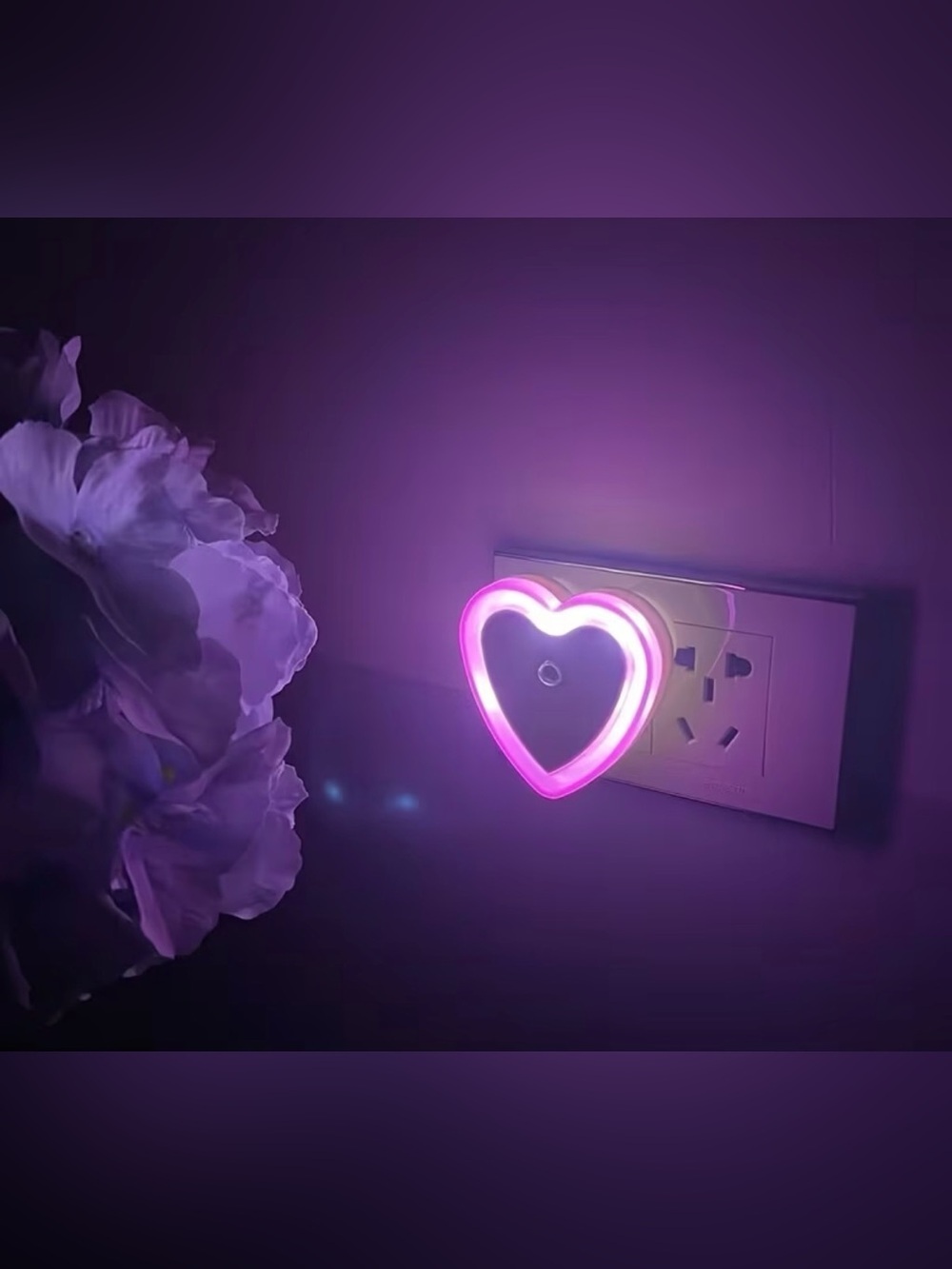 Pink Heart-Shaped Night Light Plug-In - Decorative LED Accent Light